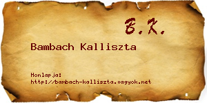 Bambach Kalliszta névjegykártya